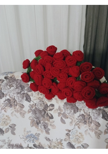 Kırmızı Gül Buketi Battaniye Koyu Kırmızı