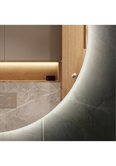 Dekoratif Led Işıklı Yuvarlak Banyo Ve Konsol Aynası Şeffaf