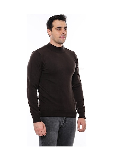 Yarım Balıkçı Yaka Kahverengi Triko 001