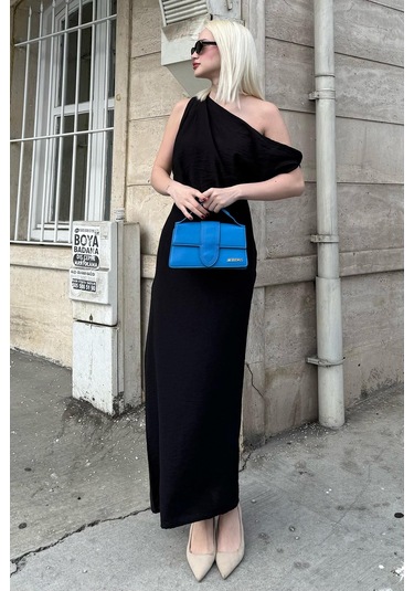 Madmext Madmext Siyah Düşük Omuz Elbise Mg2349 Siyah