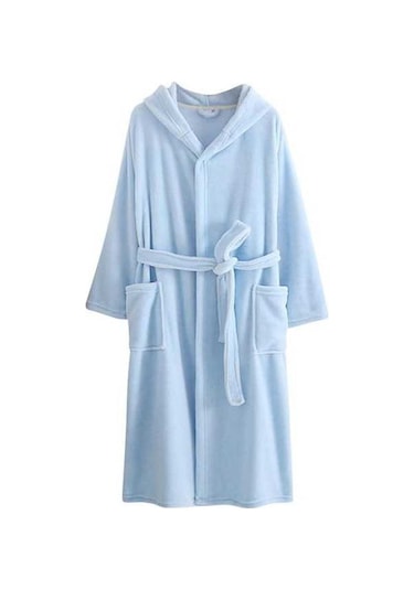 Flybuy Kadınlar İçin Kış Uyumlu Uzun Bornoz, Soğuk Geçirmez Ve Rahat Mavi