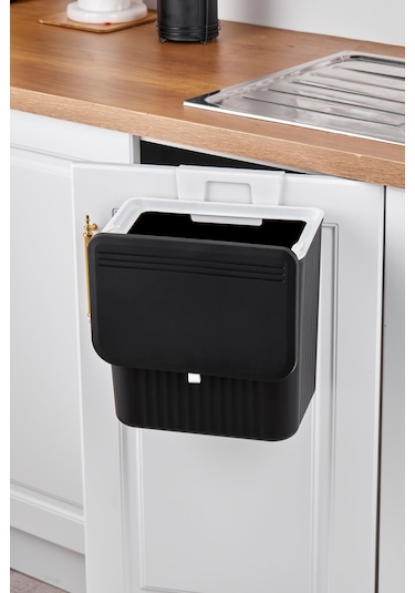 Origa 15 Lt Mutfak Tezgah Üstü Ve Dolap Askılı Çöp Kovası Siyah