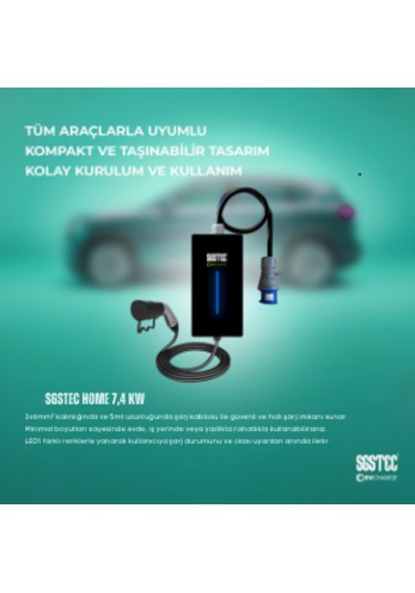 SGSTEC Home 7.4 KW 5 Metre Kablolu Elektrikli Araç Şarj Cihazı