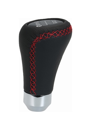 Samdoo Kırmızı Siyah 6 Vites Universal Manuel Vites Topuzu - Kolay Montaj, Spor Görünüm Siyah