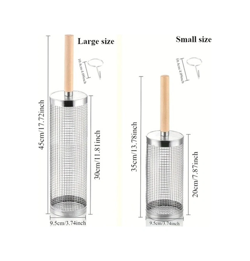 Trendooze 304 Paslanmaz Çelik Döner Izgara Sepeti, 360 Ayarlanabilir Yükseklik