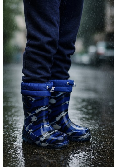 Unisex Çocuk Kamuflaj Desenli Yağmur Çizmesi