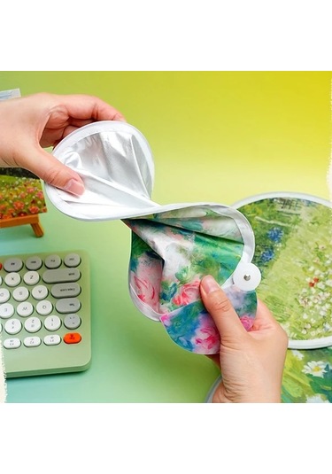 Willowhaven Leavesshadow Taşınabilir Katlanır El Soğutma Fanı Karpuz Desenli Hafif Yansıtıcı Yüzey