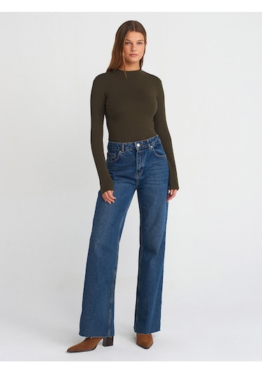 Dilvin 31433 Yarım Balıkçı Yaka Top Koyu Haki