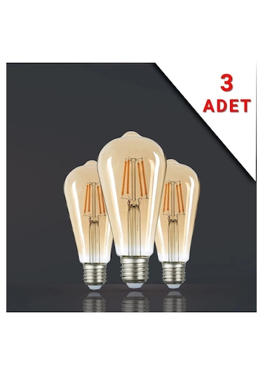 3 Adet Led Filamanlı E27 Rustik Ampul 4 Watt Gün Işığı St64