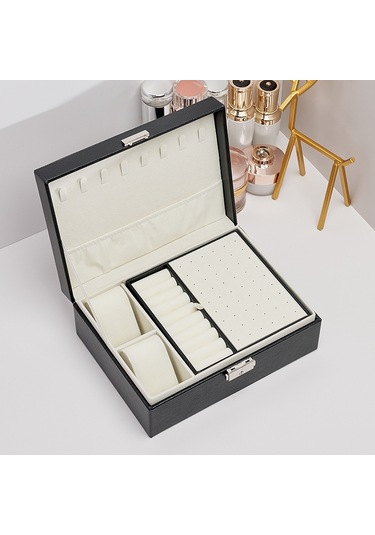 Büyük Kapasiteli Çok Katmanlı Takı Küpe Depolama Ekran Kutusu Siyah Çok Renkli