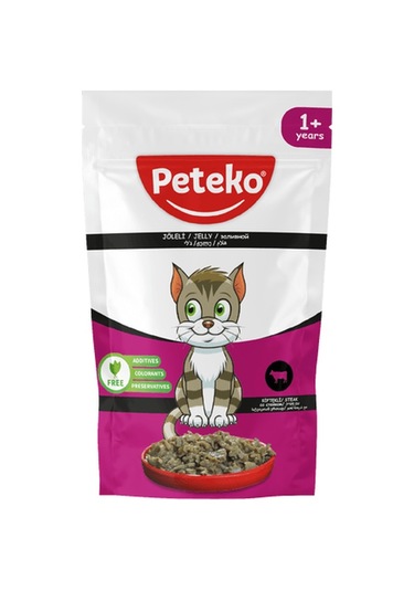 Peteko Jöleli Biftekli Parça Etli Yetişkin Kedi Yaş Maması 24 x 85 G