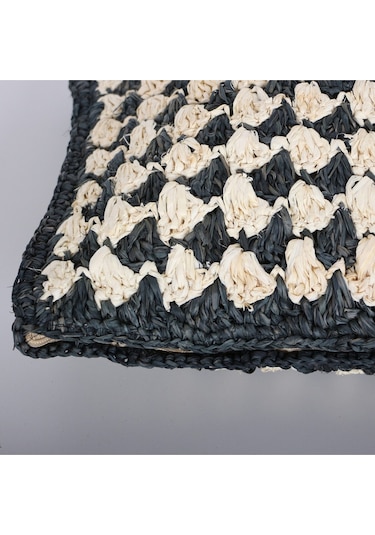 Çift Yön Örgü 30x50 Cm. Doğal & Siyah Rafya Kırlent Mix