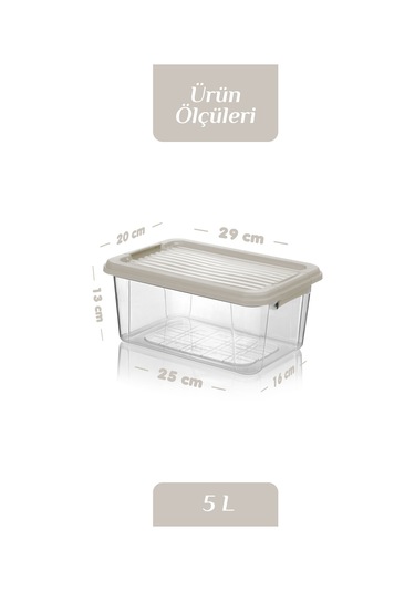 2'li 5 Lt Un Bakliyat Erzak Saklama Kabı Seti - Banyo Düzenleyici Deterjanlık Saklama Kutusu 2x5l Bej