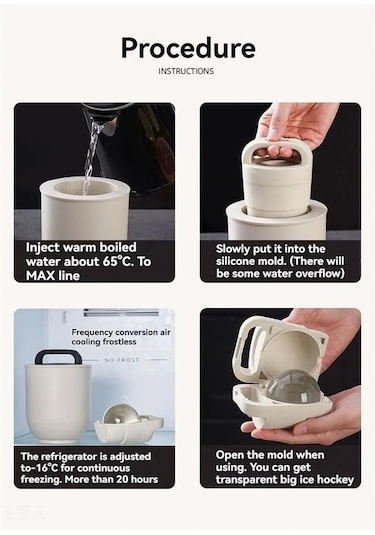 Flybuy Gıda Beyaz Temizle Viski Buz Topu Kalıp Kabarcık İzleri Yok Beyaz