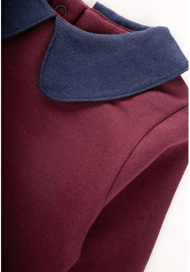 Cigit Bebe Yakalı Sweatshirt Takım 0-3 Yaş Bordo Bordo