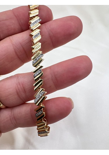 İthal Vip Zirkon Taşlı Ritim Bileklik Altın - Gümüş