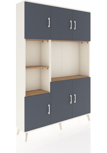 Arges Dolap 9 Raflı 6 Kapaklı 132x30x195 Aytaşı-antrasit/çam Aytaşı