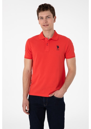 U.S. Polo Assn. Erkek Slim Fit Polo Yaka Kırmızı Basic Tişört 50305929-VR213