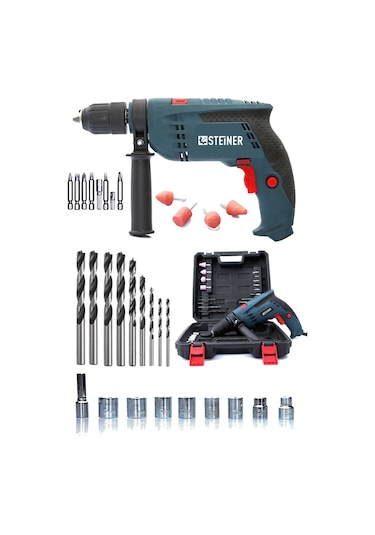 Steiner 3400 Watt Devir Ayarlı Darbeli Matkap 30 Parça Setli