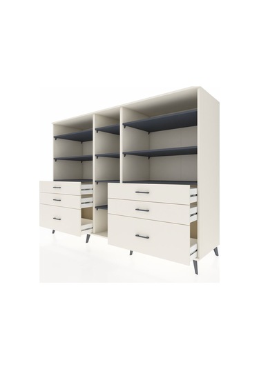 Kronos Dolap 10 Raflı 6 Çekmeceli 220x59x163 Aytaşı-antrasit/ayt Aytaşı-antrasit/aytaşı