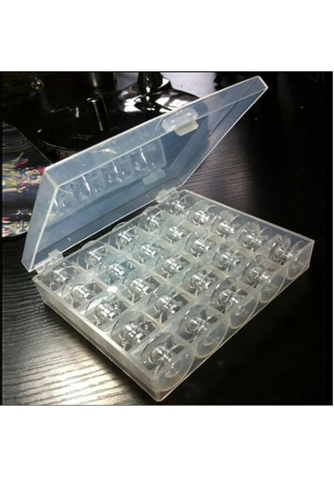 1 Takım/grup Şeffaf Plastik 25 Bobin Dikiş Makinesi Makaraları İplik Saklama 1