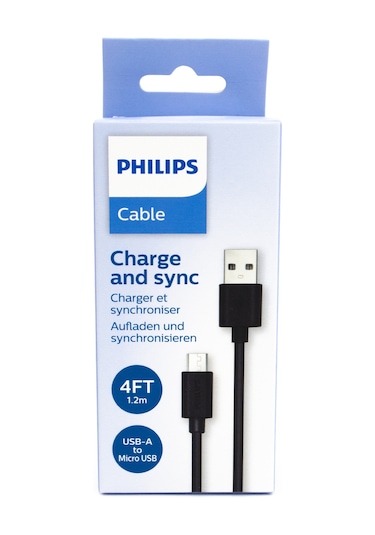 Philips Uyumlu DLC3541U USB-A Micro USB Şarj ve Data Kablosu 1.2M Siyah