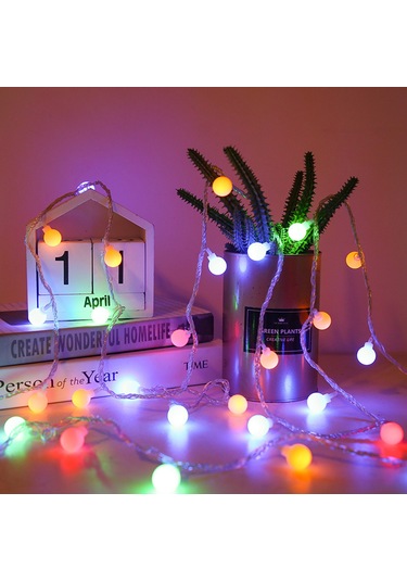 Geeksen Toplumcu Top Şekilli Işık Zinciri, Ev Ve Bahçe Dekorasyonu, Sürekli Ve Titrek Modlar, 3m 20 Renkli Işık, Pil Dahil Değil Beyaz