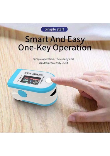 Vkemall Pulse Oksimetre Parmak Ucu Klipsi P-ulse O-ximetre Tft Renkli Ekran Mini Spo2 Monitörü Oksijen D Mavi