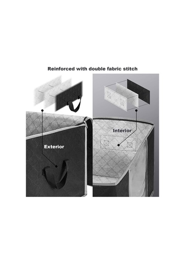 Padalink Gri 3'lü多功能depolama Çantası - 90 Litre Büyük Kapasite, Şeffaf Pencere, Güçlendirilmiş Kollü, Dayanıklı Reçine - Yorgan, Giysi Ve Ev Eşyaları İçin 60x43x35 Cm Gri