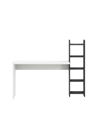 Kitaplıklı Fonksiyonel Çalışma Masası Beyaz- Antrasit Gri Beyaz - Gri