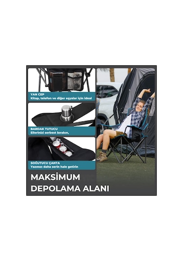 Fundango Mega Comfort Xxl Katlanır Kamp Sandalyesi Blk/grey Gri - Siyah