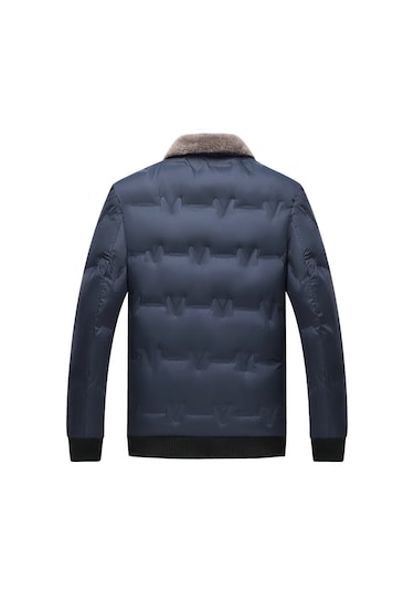 Sımıcg Erkek Yaka Kışlık Pamuk Ceket Mavi Koyu Mavi