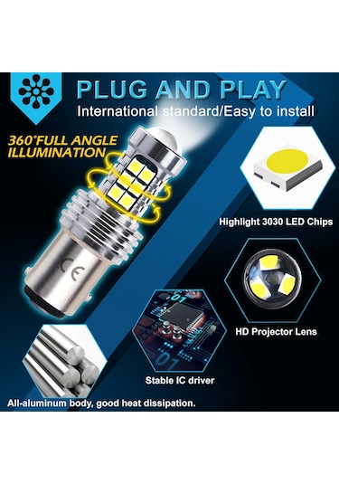 Adet 157 P21/5w Led 12v 24v Ampul, Süper Parlak Araba Led Fren Lambası Ampulleri, Beyaz 6500k, Araba Fren Lambası Ampulleri, Fren Lambaları, Gündüz Farları İçin Kullanılır
