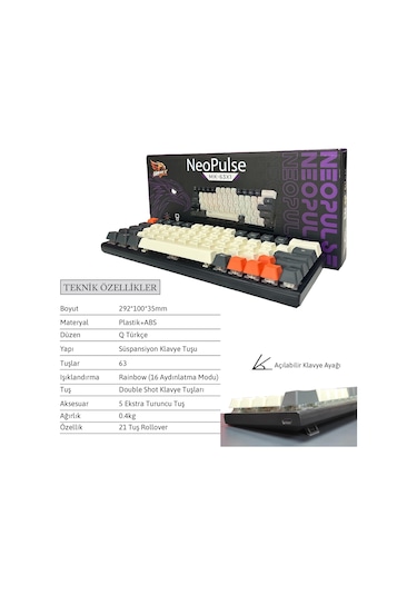 Gameagle Neopulse MK-63X1BAR Kırmızı Switch Mekanik Oyuncu Klavye