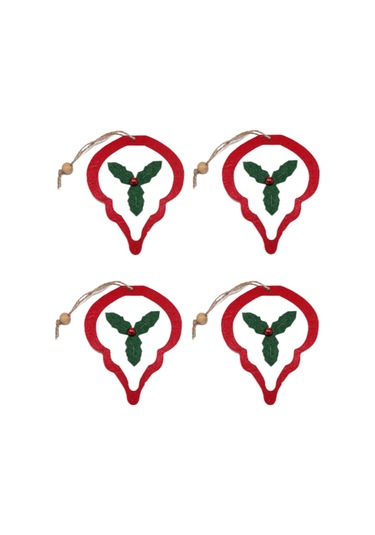 Yılbaşı Ağacı Süsleme Seti - Keçe Hediye Paketi Süsleme - 4 Adet