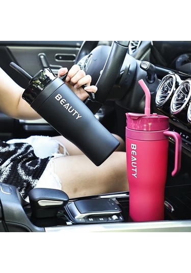 Oldfriend Kızıl Kırmızı 40.58oz Bpa Free Plastik Tumbler Pipetli Hafif Mutfak Bardagı Kırmızı