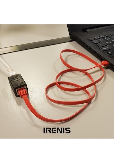 Irenis CAT6 Kablo Uzatma Seti. Yassı Ethernet Kablo ve Ekleyici 3 M-Yeşil
