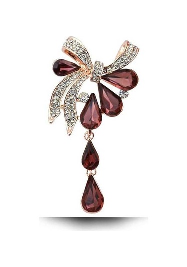 Flybuy Mor Matkap Kelebek Kadın Düğümlü Damla Broş Kh Mor