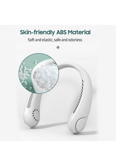 Suofeng Boyun Bağlı U Tipi 3 Seviye Hızlı Usb Şarjlı Lityum Fan - Yaprakssız, Saç Kırpmaz, Doğal Rüzgar, Beyaz