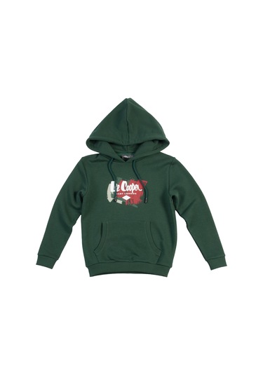 Lee Cooper Brush Erkek Çocuk Kapüşonlu Sweatshirt Yeşil-20546-yeşil
