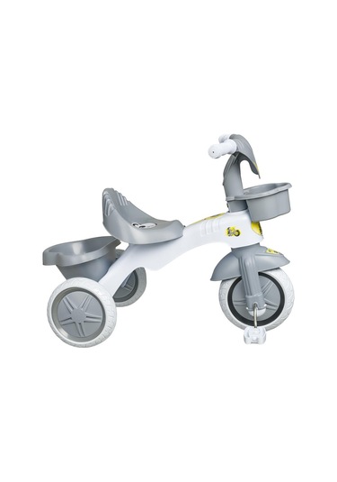 Kitty Üç Tekerlekli Bisiklet Çocuk Bisikleti 3 Teker Bisiklet 1-3-5 Yaş Plastik Motor İlk Bisiklet Sepetli Gri