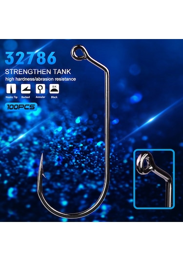 Yuntech01 100 Adet Yüksek Karbon Çelik Ters Tırnaklı Olta İğnesi 1/0 -5/0 Seçenekli