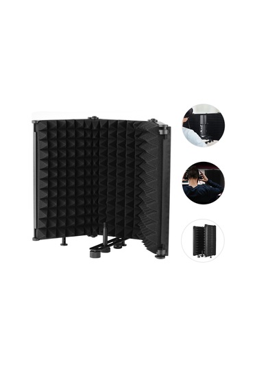 Ruicoo 3-panel Mikrofon Gürültü Engelleyici: Çok Katmanlı Ses Emici, Çevreleyici, Tahta/stant Uyumlu, Taşınabilir, Mikrofon Ve Stant Hariç