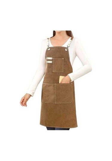 Fastbuy Pamuklu Tuval Çapraz Sırtlı Önlük, Sanat Boyama Bahçe Şefi Barmen Kahverengi Diğer