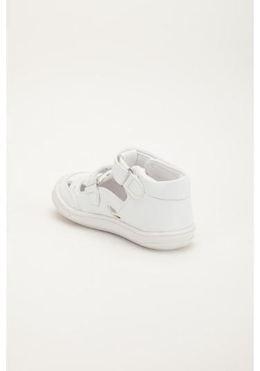 Şirinbebe Ortopedik Erkek Bebek İlkadım Ayakkabı Beyaz Çift Cırtlı Yan Açık-4058 Beyaz