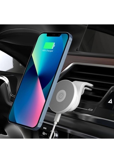 Wisdomselect 12 13 Cep Telefonu Manyetik Şarj Cihazı Için Kablosuz Hızlı Şarj, Hava Firar Telefon Tutucu - Beyaz Vantuzlu Beyaz Yok 48ayqa