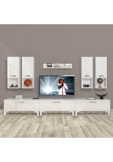 Decoraktiv Eko 8da Mdf Silver Tv Ünitesi Tv Sehpası Beyaz