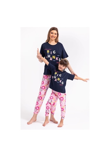Rolypoly Big Thanks Lacivert Kadın Pijama Takımı 5274-29094 Lacivert