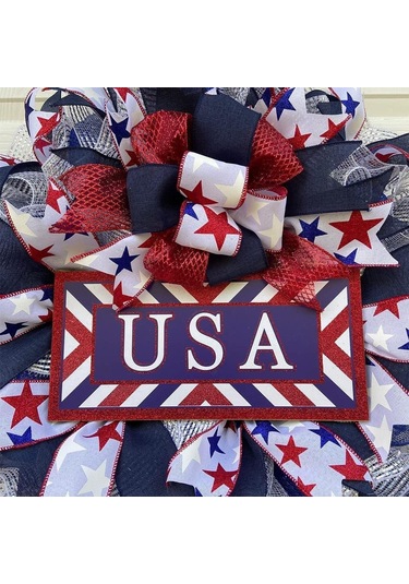 4 Temmuz Çelenkler Ön Kapı Vatansever Amerikan Bayrağı Çuval Taşları Çelenk El İşçili Kırmızı Beyaz Ve Mavi Yıldız İşareti