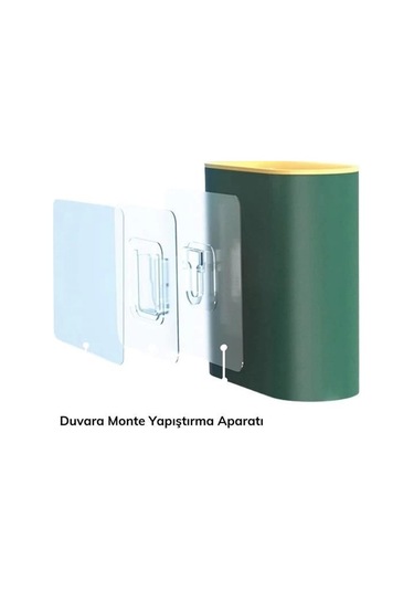 Duvara Monte Edilebilir Kapaklı Askılı Klozet Yumuşak Silikon Başlıklı Tuvalet Fırçası Seti Çok Renkli